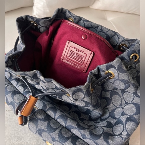 🐎COACH CARGO🐎  DENIM SIGNATURE CANVAS BACKPACK - Picture 10 of 14